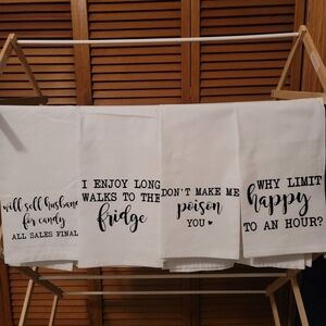 Set of Humorous White Kitchen Towels